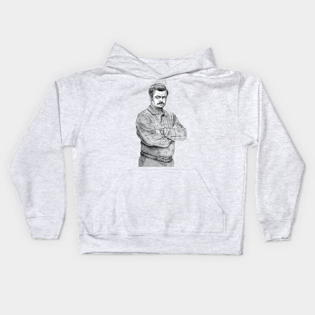 Ron F-ing Swanson Kids Hoodie by tomasoverbai